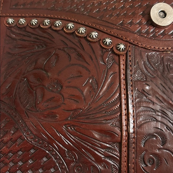 American West Brown Leather Shoulder Bag - Picture 7 of 8